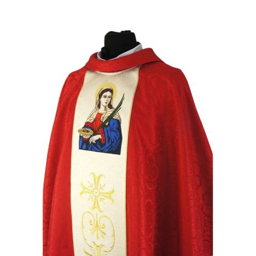 Ornat haftowany z wizerunkiem św. Łucji - Ornaty z wizerunkiem świętych - zdjęcie 2 - Ornat haftowany z wizerunkiem św. Łucji