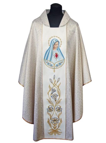 Ornat z wizerunkiem Matki Bożej - bogaty haft - Ornaty Maryjne - Nowość