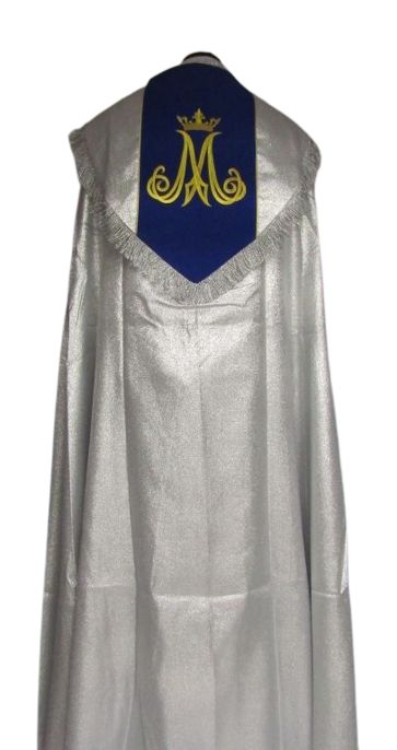 Kapa haftowana maryjna - srebrny brokat (87) - zdjęcie 2 - Kapa haftowana maryjna - srebrny brokat (87)