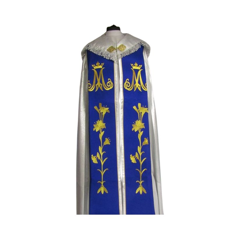 Kapa haftowana maryjna - srebrny brokat (87) - KAPY LITURGICZNE - Kapa haftowana maryjna - srebrny brokat (87)