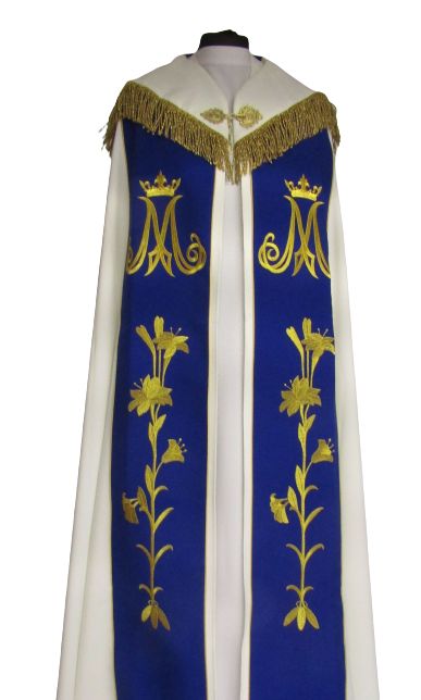 Kapa haftowana maryjna - ecru (89) - KAPY LITURGICZNE