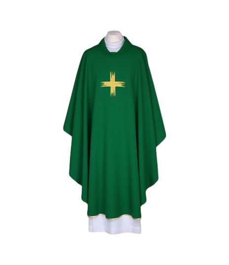 Ornat haftowany zielony, złota lamówka (34) - Ornaty zielone - Nowość