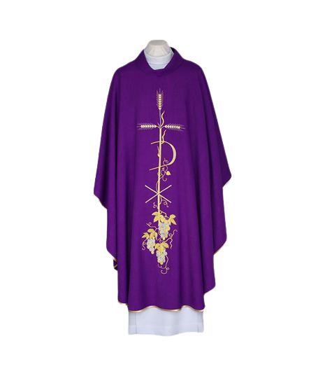 Ornat haftowany fioletowy, złota lamówka  (38) - Ornaty fioletowe - Nowość