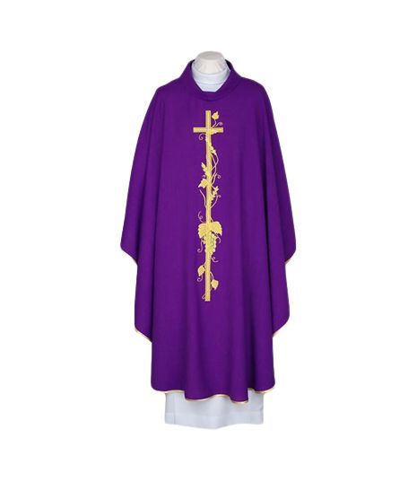 Ornat haftowany fioletowy, złota lamówka (42) - Ornaty fioletowe - Nowość