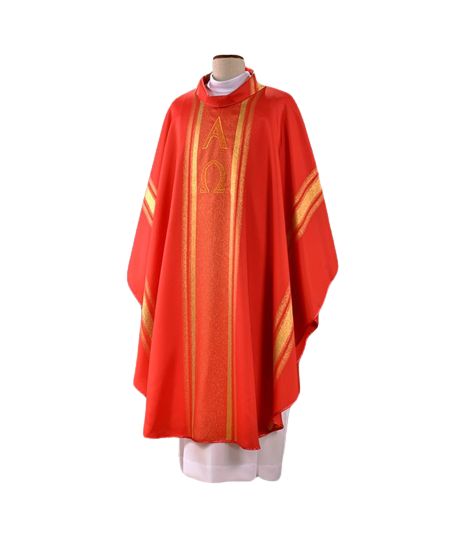 Ornat haftowany czerwony, złota lamówka (44) - Ornaty czerwone - Nowość