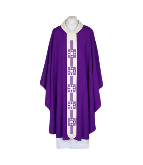 Ornat haftowany fiolet, wąski, nowoczesny pas (47) - Ornaty fioletowe - Nowość