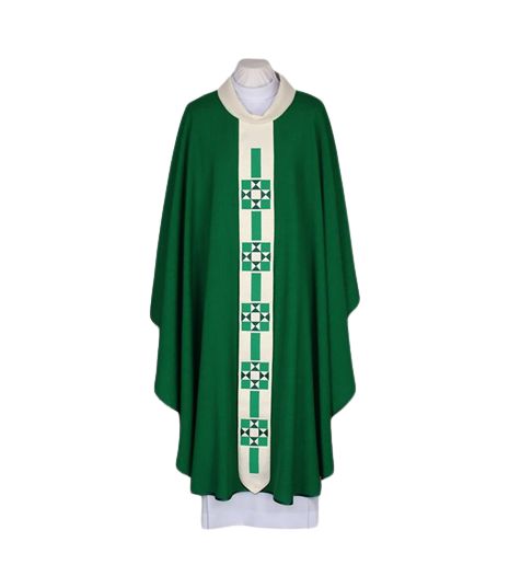 Ornat haftowany zielony, wąski, nowoczesny pas (48) - Ornaty zielone - Nowość