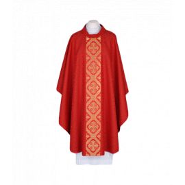 Ornat haftowany czerwony - tkany, elegancki pas (53) - Ornaty czerwone