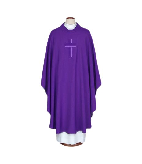 Ornat haftowany fioletowy - Krzyż (71) - ORNATY NA WIELKI POST - Nowość