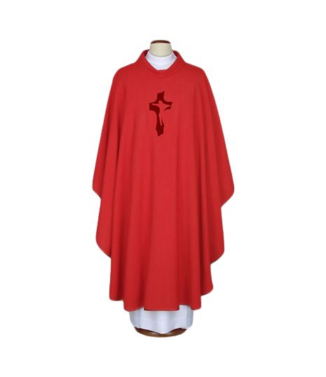 Ornat haftowany czerwony - Krzyż (79) - ORNATY NA WIELKI POST - Nowość