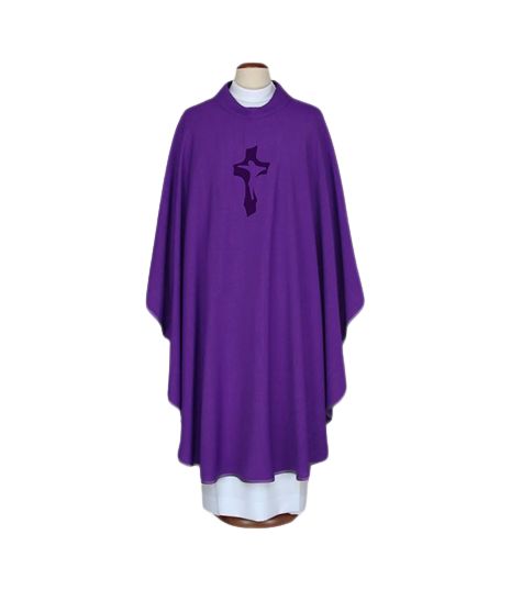 Ornat haftowany fioletowy - Krzyż (80) - ORNATY NA WIELKI POST - Nowość