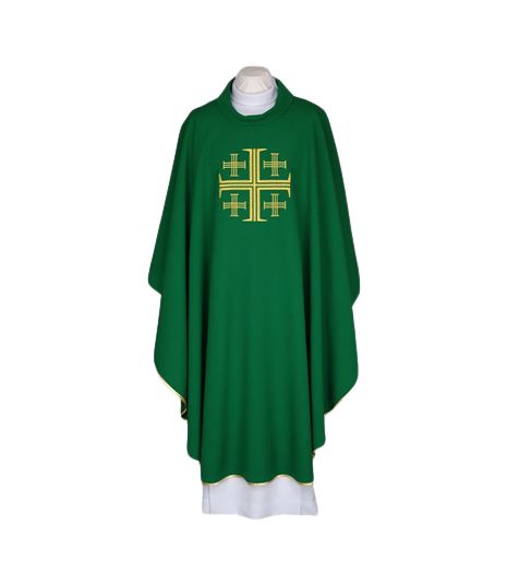 Ornat haftowany zielony - Krzyż Jerozolimski (85) - Ornaty zielone - Nowość
