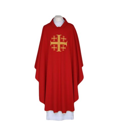 Ornat haftowany czerwony - Krzyż Jerozolimski (86) - Ornaty czerwone - Nowość