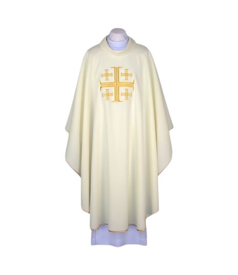 Ornat haftowany ecru - Krzyż Jerozolimski (87) - Ornaty białe/ ecru - Nowość