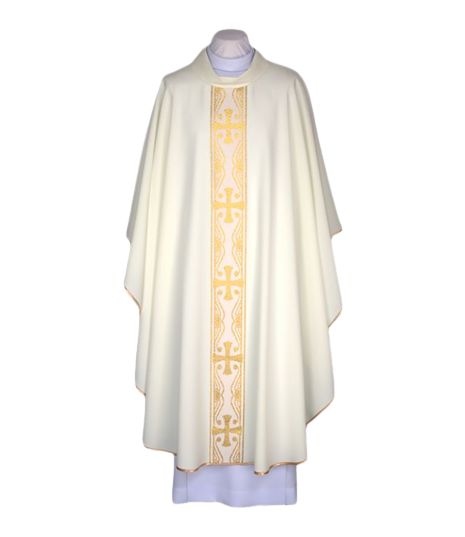 Ornat ecru z ozdobnym tkanym pasem (90) - Ornaty białe/ ecru - Nowość