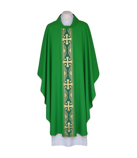 Ornat zielony z ozdobnym tkanym pasem (92) - Ornaty zielone - Nowość