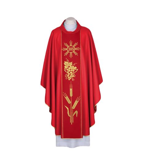 Ornat czerwony IHS - tkany ozdobny pas (93) - Ornaty czerwone - Nowość