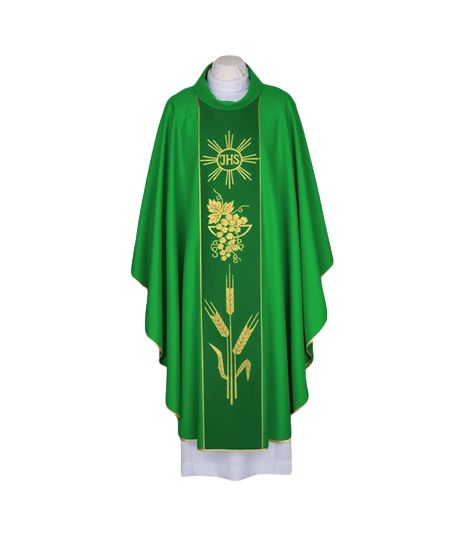 Ornat zielony IHS - tkany ozdobny pas (95) - Ornaty zielone - Nowość