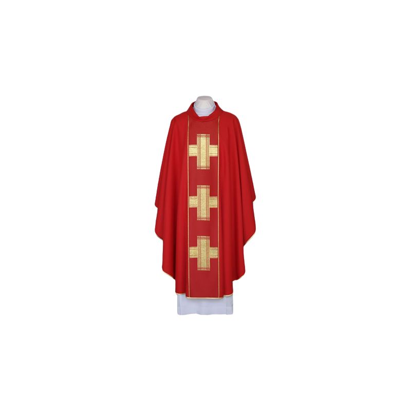 Ornat czerwony, pas tkany - Krzyże (101) - Ornaty czerwone - Ornat czerwony, pas tkany - Krzyże (101)