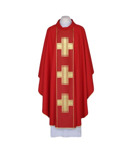 Ornat czerwony, pas tkany - Krzyże (101) - Ornaty czerwone - Nowość