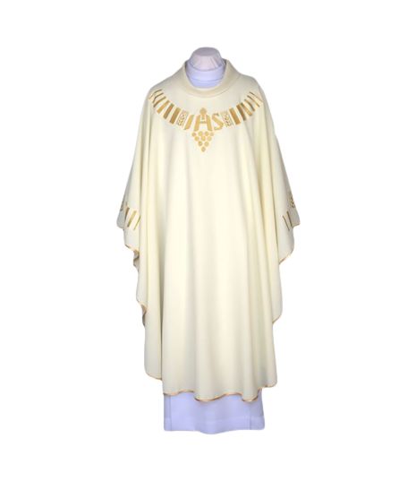 Ornat ecru, pas haftowany - IHS (111) - Ornaty białe/ ecru - Nowość