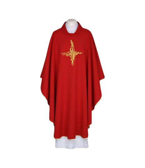 Ornat czerwony, pas haftowany - Krzyż (114) - Ornaty czerwone - Nowość