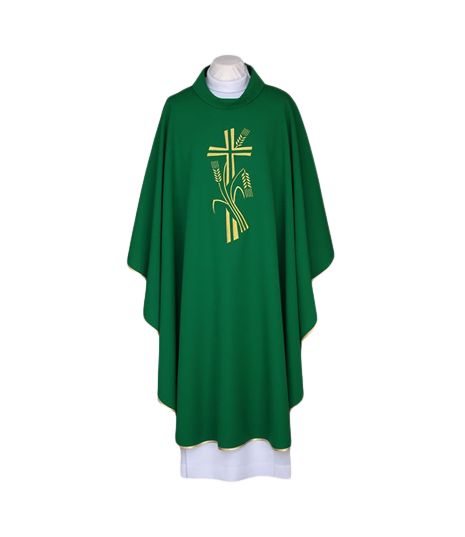 Ornat zielony, pas haftowany - Krzyż, kłosy (121) - Ornaty zielone - Nowość