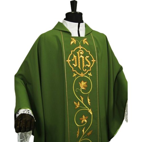 Ornat gotycki, materiał strecz, zielony (60) - Ornaty zielone - zdjęcie 2 - Ornat gotycki, materiał strecz, zielony (60)