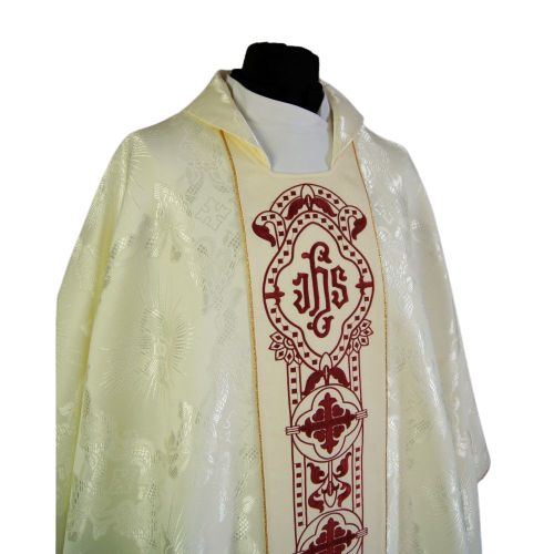 Ornat gotycki, materiał żakard, ecru (61) - Ornaty białe/ ecru - zdjęcie 2 - Ornat gotycki, materiał żakard, ecru (61)