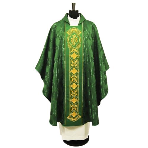 Ornat gotycki, materiał żakard, zielony (62) - Ornaty zielone - zdjęcie 2 - Ornat gotycki, materiał żakard, zielony (62)