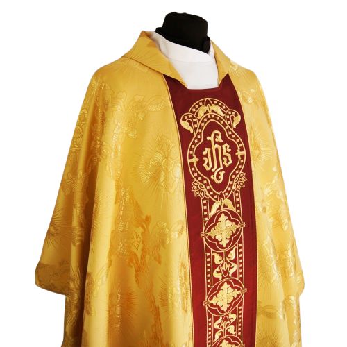 Ornat gotycki, materiał żakard, złoty miodowy (63) - ORNATY - zdjęcie 2 - Ornat gotycki, materiał żakard, złoty miodowy (63)