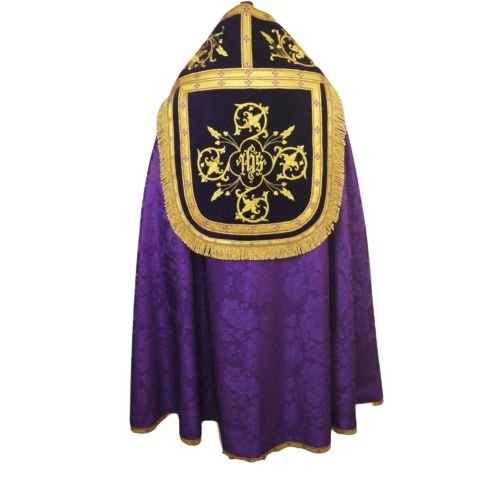 Kapa rzymska haftowana, fioletowa z dodatkami złotymi (90) - WELONY HAFTOWANE - zdjęcie 3 - Kapa rzymska haftowana, fioletowa z dodatkami złotymi (90)