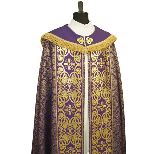 Kapa gotycka haftowana, fioletowa z dodatkami złotymi (91) - KAPY LITURGICZNE - zdjęcie 2 - Kapa gotycka haftowana, fioletowa z dodatkami złotymi (91)