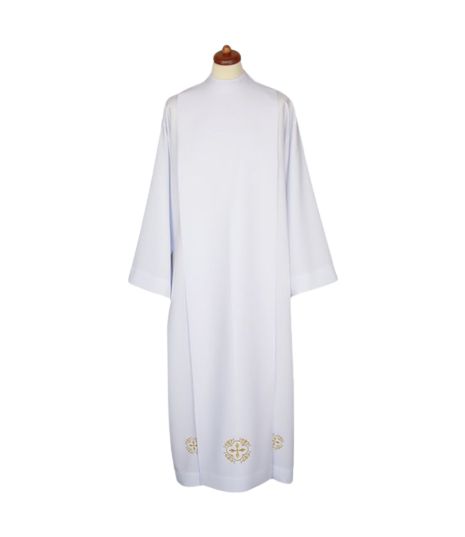 Alba kapłańska biała z dekoracyjnym haftem (22) - KOMŻE I ALBY  KAPŁAŃSKIE - Nowość