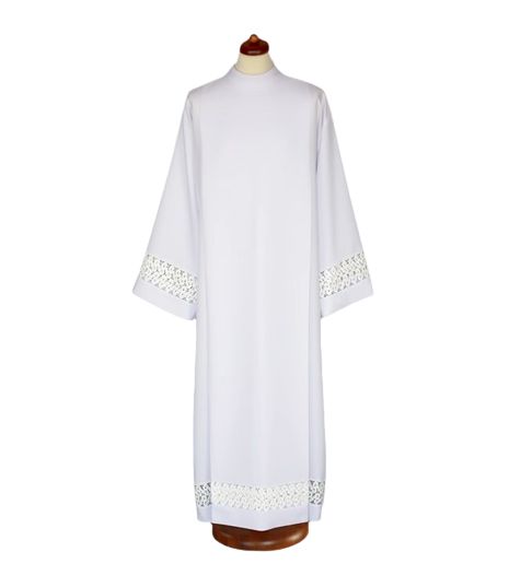 Alba kapłańska z białą, bawełnianą wstawką, gipiurą (23) - KOMŻE I ALBY  KAPŁAŃSKIE - Nowość