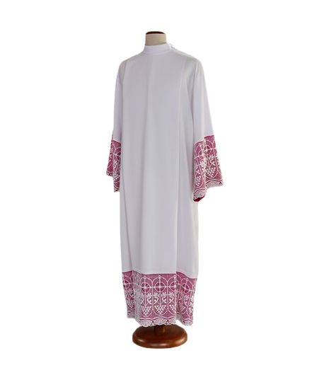 Alba kapłańska biała z podbitką kanonicką (25) - KOMŻE I ALBY  KAPŁAŃSKIE - Nowość