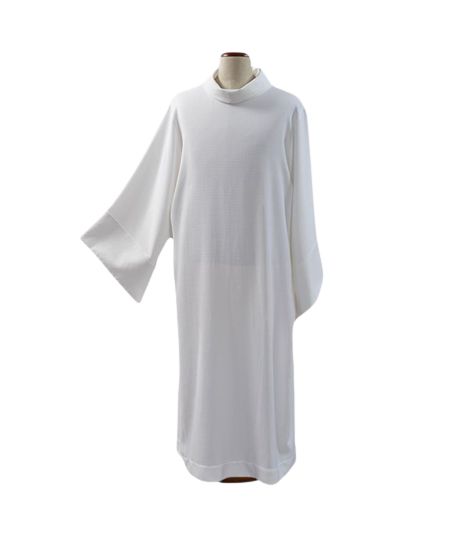 Alba kapłańska z szerokim kołnierzem, ozdobne mankiety (27) - KOMŻE I ALBY  KAPŁAŃSKIE - Nowość