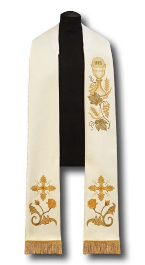 Stuła kapłańska - haftowana (197) - EUCHARYSTYCZNE - Nowość