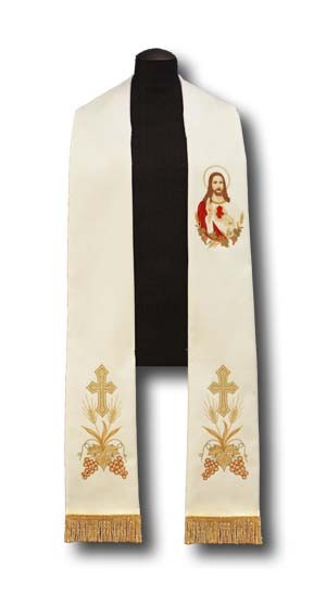 Stuła kapłańska - Serce Jezusa - Z POSTACIAMI - Nowość