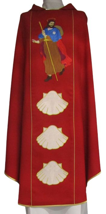 Ornat czerwony, haftowany - Święty Jakub (2) - Ornaty z wizerunkiem świętych - Nowość