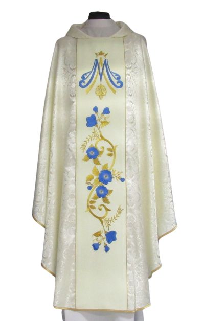 Ornat maryjny z haftowanym pasem, materiał rozeta (67) - Ornaty Maryjne - Nowość
