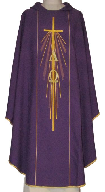 Ornat haftowany Alfa i Omega - kolory liturgiczne (11) - Ornaty haftowane - zdjęcie 2 - Ornat haftowany Alfa i Omega - kolory liturgiczne (11)