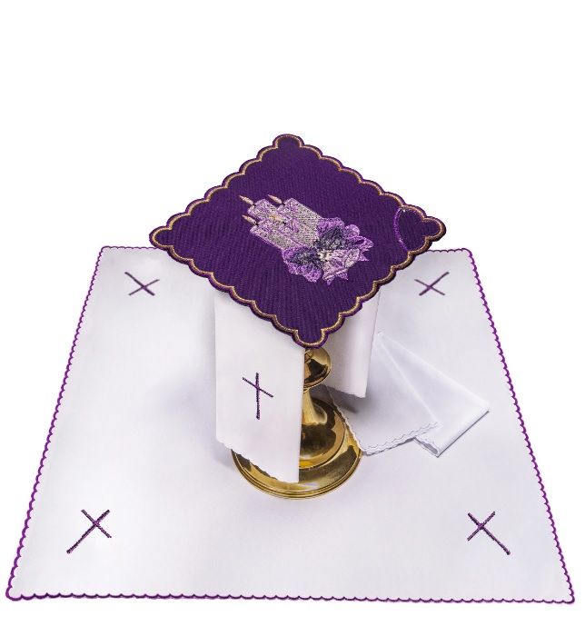 Bielizna kielichowa haftowana - Adwent (5) - Bielizna kielichowa adwentowa - Nowość