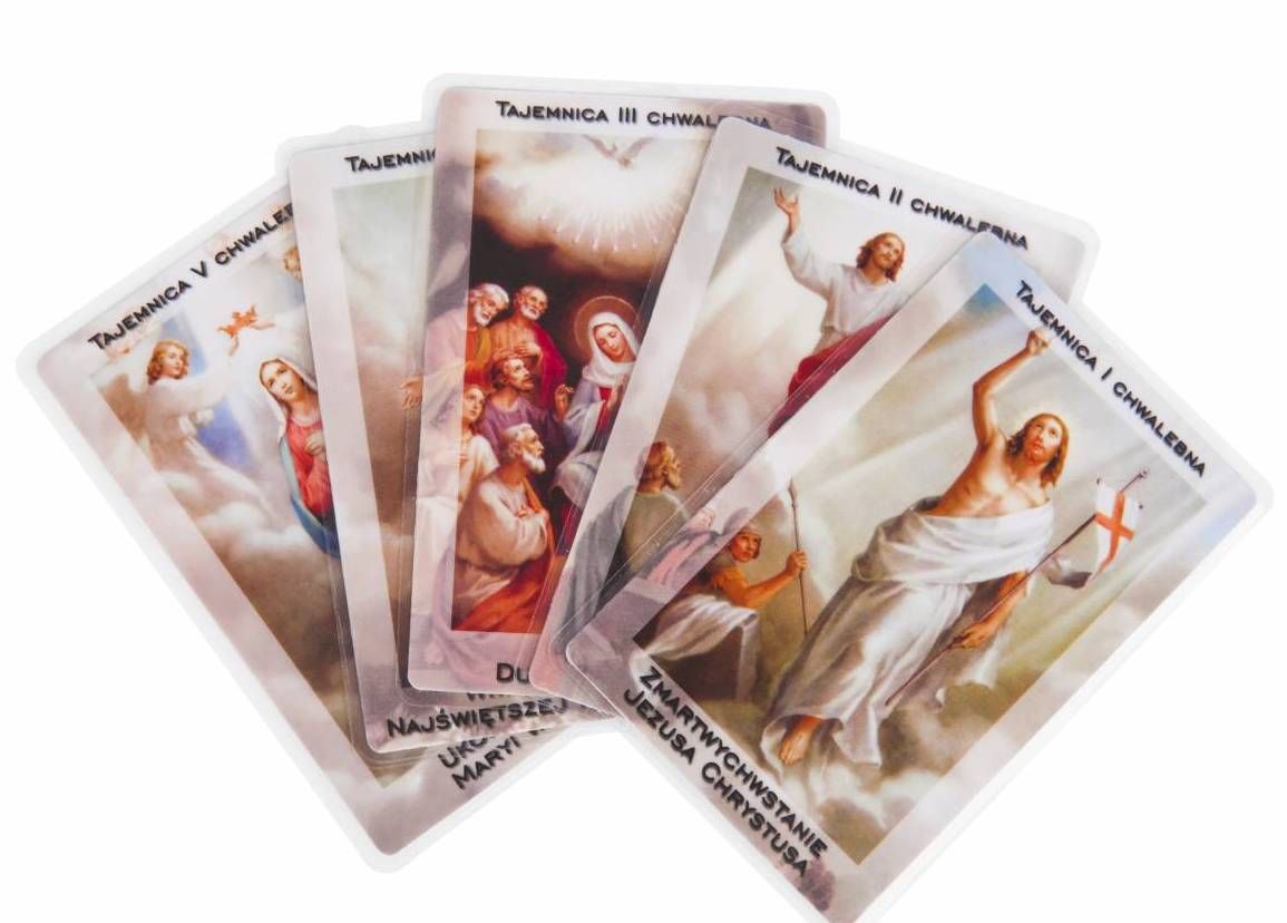 Tajemnice różańcowe laminowane w okładce - RÓŻAŃCE, KORONKI, TAJEMNICE RÓŻAŃCOWE - Nowość