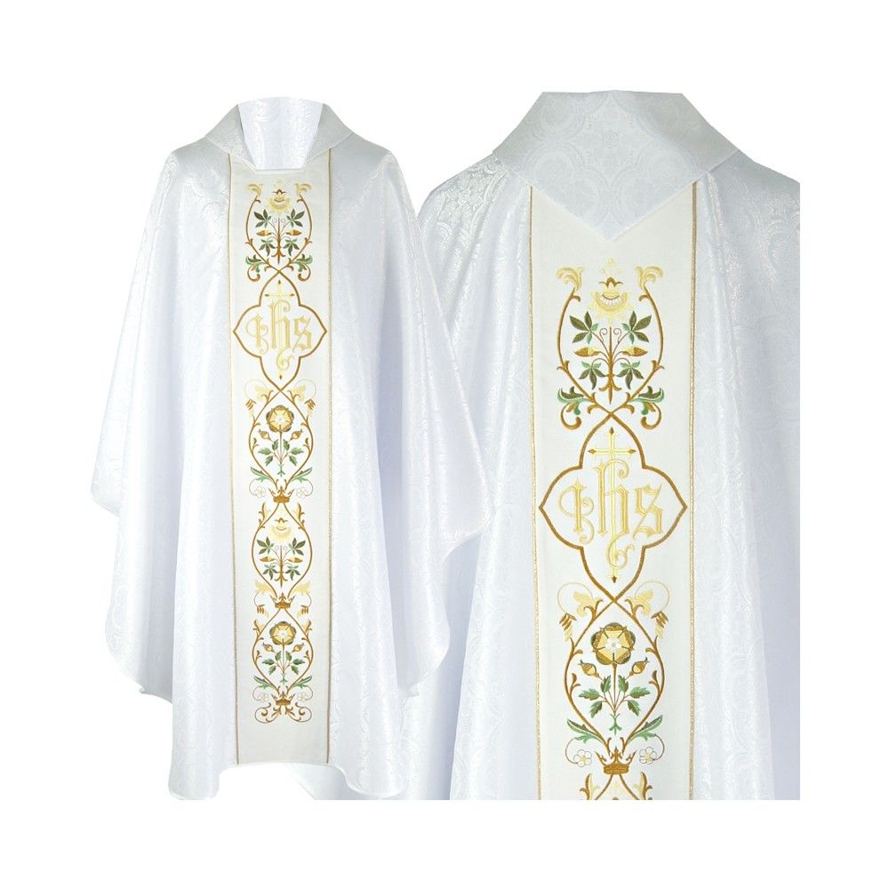 Ornat gotycki IHS żakard - kolory liturgiczne (16) - Ornaty haftowane - zdjęcie 2 - Ornat gotycki IHS  żorżeta - kolory liturgiczne (15)