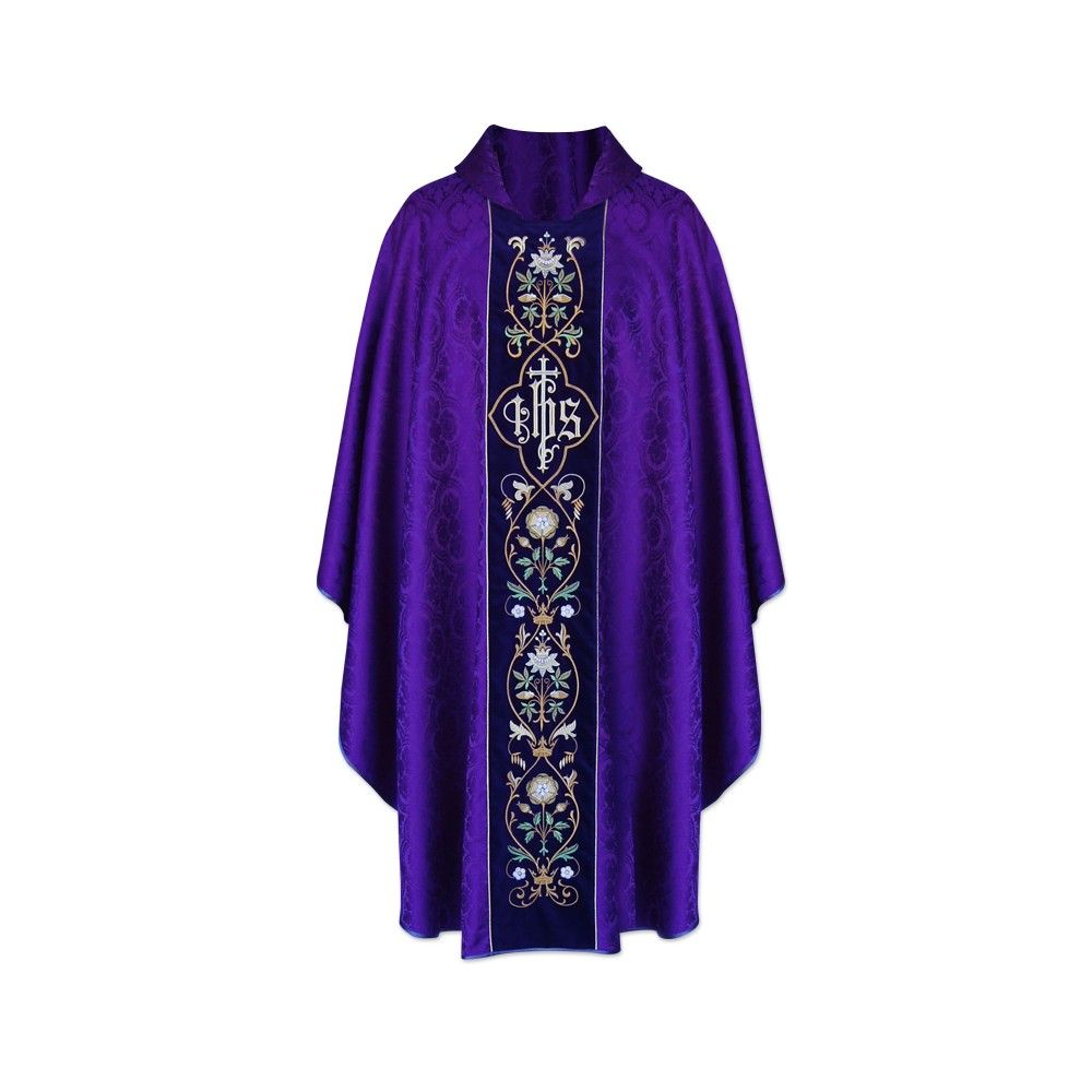 Ornat gotycki IHS żakard - kolory liturgiczne (16) - Ornaty haftowane - zdjęcie 4 - Ornat gotycki IHS  żorżeta - kolory liturgiczne (15)