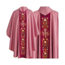 Ornat gotycki IHS żakard - kolory liturgiczne (16) - Ornaty haftowane - zdjęcie 6 - Ornat gotycki IHS  żorżeta - kolory liturgiczne (15)