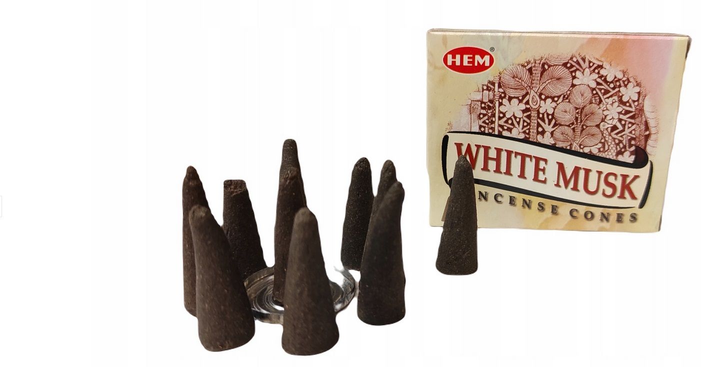 Kadzidło stożkowe, zapachowe białe piżmo - 10 stożków - KADZIDŁA, WĘGIELKI - Nowość