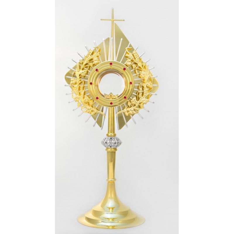 Monstrancja złocona z ozdobnymi kłosami - 52 cm (S041) - MONSTRANCJE - Monstrancja złocona z ozdobnymi kłosami - 52 cm (S041)