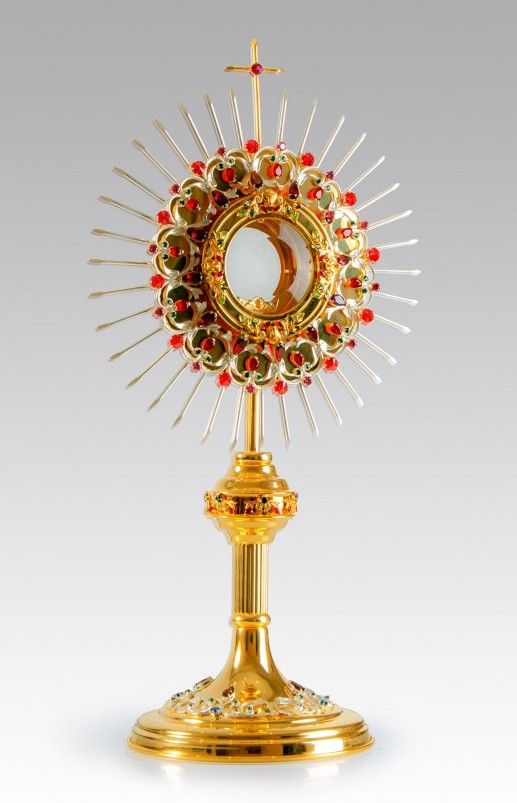 Monstrancja złocona z ozdobnymi rubinami - 60 cm (S043) - MONSTRANCJE - Nowość